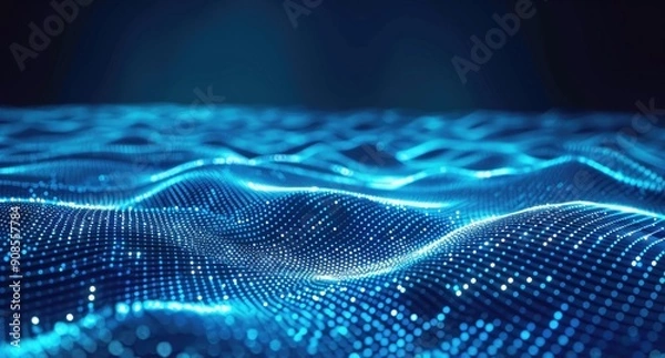 Fototapeta Abstract Blue Digital Wave