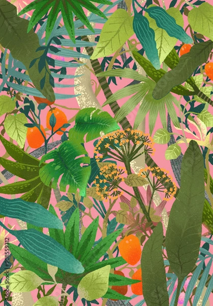 Fototapeta ジャングルの様な華やかな背景