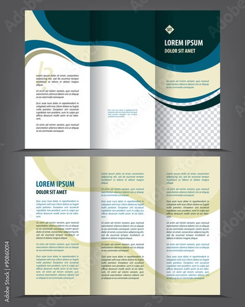 Obraz Vector empty bi-fold brochure print template design, booklet layout