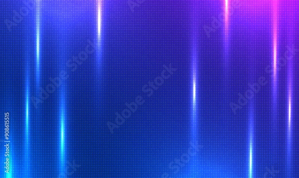 Fototapeta Led screen light background with pixel pattern, wall monitor with glow pixel diode dots texture pattern. Digital tv display wall panel in blue, pink gradient. Television videowall grid. Vector EPS10.