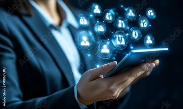 Fototapeta Digital Transformation in Human Resources: Innovative Recruitment and Talent Acquisition Strategies for Modern Workforce. HR Professionals Leveraging Technology to Discover Top Talent in Digital Econo