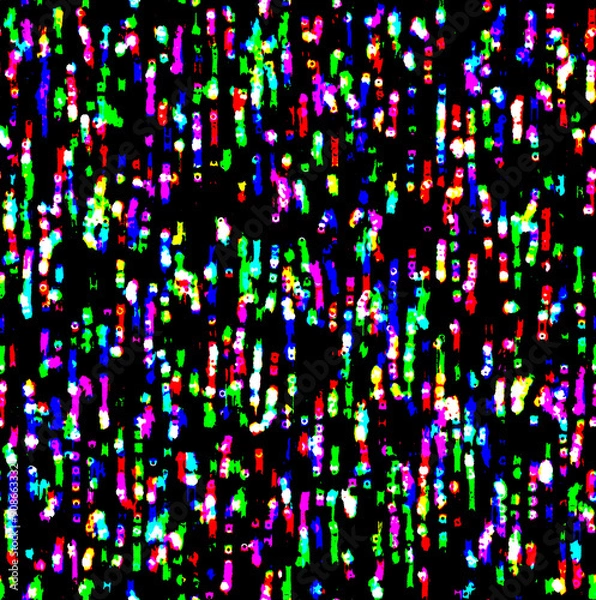 Fototapeta Seamless multicolored dots on black background. Illustration.
