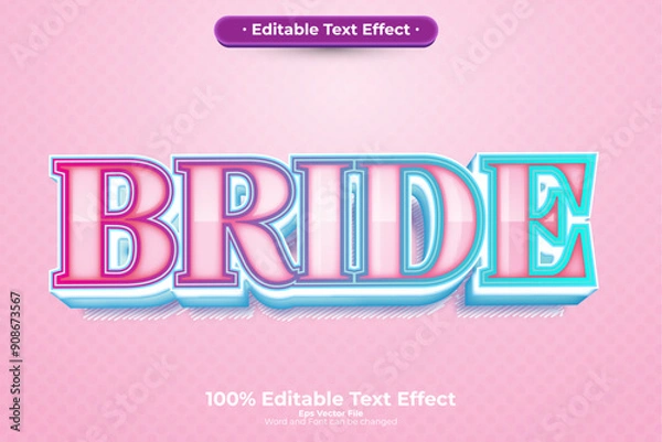 Obraz Bride New editable text effect in modern trend style