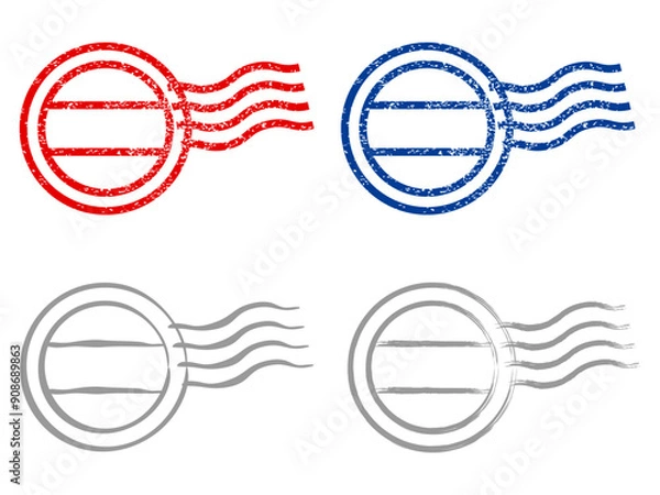 Obraz エアメール、国際郵便で送る手紙の消印スタンプのイメージイラスト。ベクターイラスト。