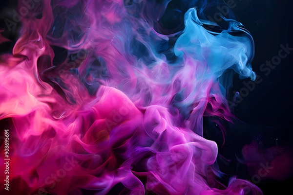 Obraz Colorful smoke background, shades of blue, purple and pink, dynamic effects