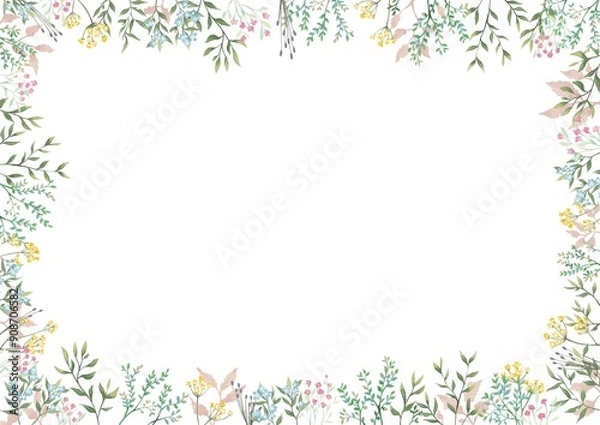 Fototapeta 可愛い小花のフレーム（白）