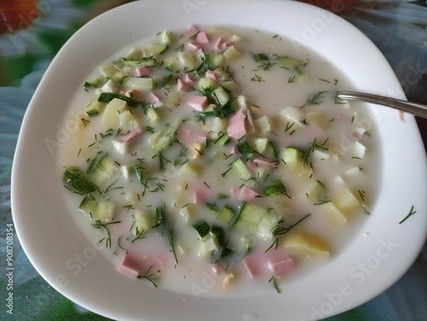 Obraz Russian summer cold soup okroshka