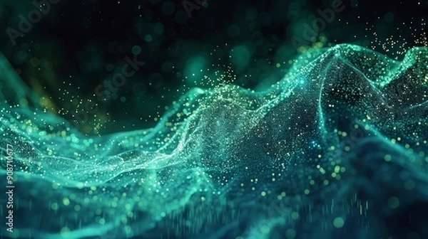 Fototapeta Abstract Ethereal Waves of Digital Particles