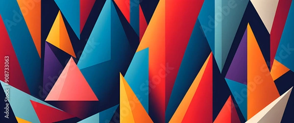 Fototapeta illustrazione con elementi geometrici astratti a tema surreale futuristico