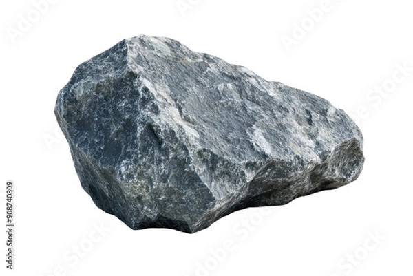 Fototapeta Close-up of a natural rock with rough texture and various shades of gray, isolated on a transparent background.