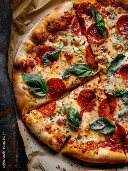 Obraz  Pepperoni pizza with stuffed crust