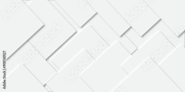 Fototapeta Abstract white rectangle shape geometric background. abstract seamless modern white and gray color technology concept geometric rectangle vector background neomorphism style poster, cover, poster web.