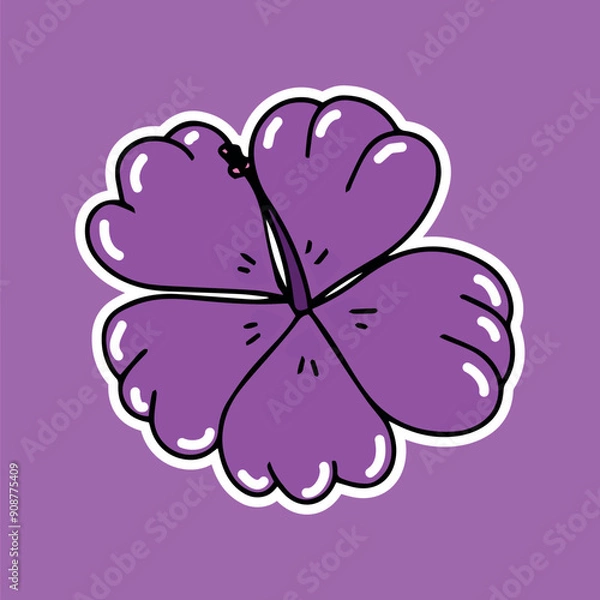 Obraz bright juicy illustration purple exotic flower 2d in cartoon style on a colorful bright background