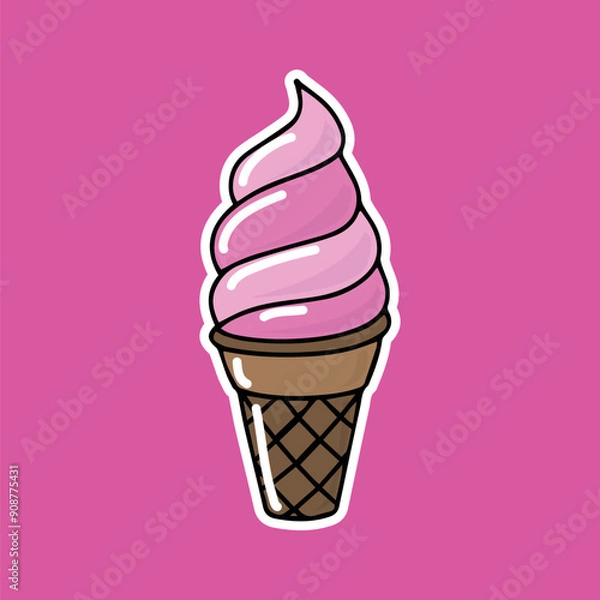 Obraz bright juicy illustration ice cream 2d in cartoon style on a colorful bright background