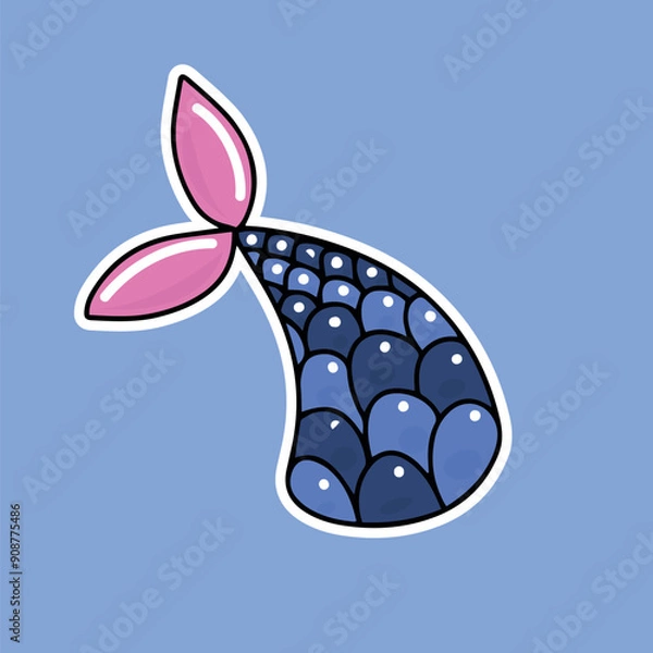 Obraz bright juicy illustration mermaid tail 2d in cartoon style on a colorful bright background