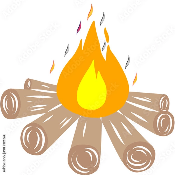 Obraz Vibrant Campfire Illustration