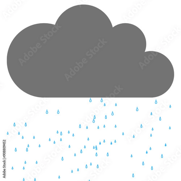 Obraz Grey Cloud with Blue Rain Drops Icon