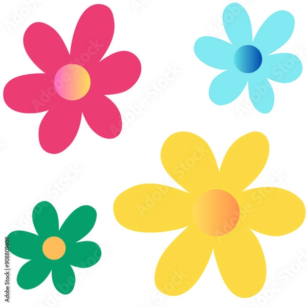 Fototapeta Colorful Daisy Flower Set