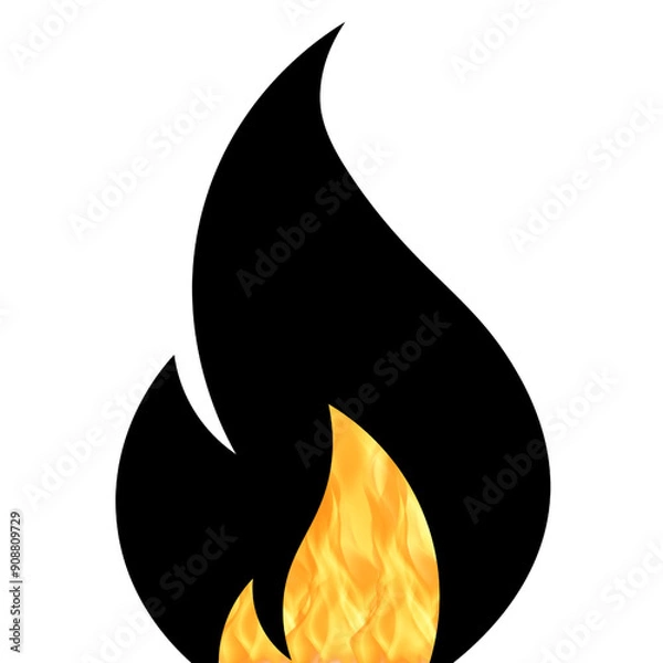 Obraz Black Flame Icon with Fire Detail