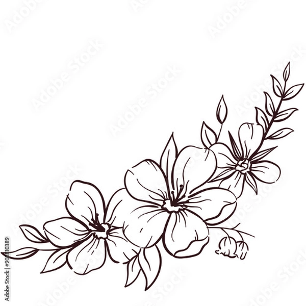 Obraz Hand-Drawn Floral Corner Design