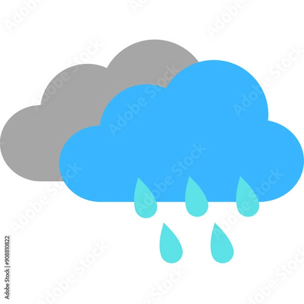 Obraz Simple Cloud with Rain Drops Illustration