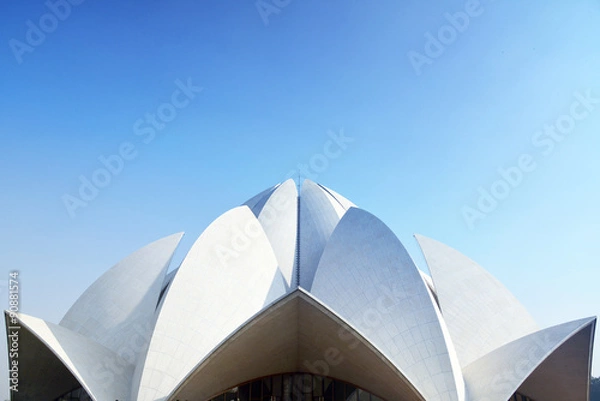 Fototapeta Background Lotus Temple Delhi With Blue Sky
