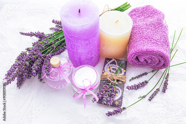Obraz Lavender aromatherapy home spa relaxation health