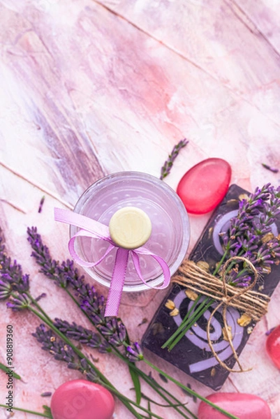 Obraz Lavender soap flowers spa background