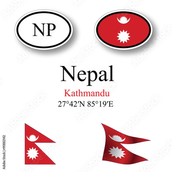 Fototapeta nepal icons set