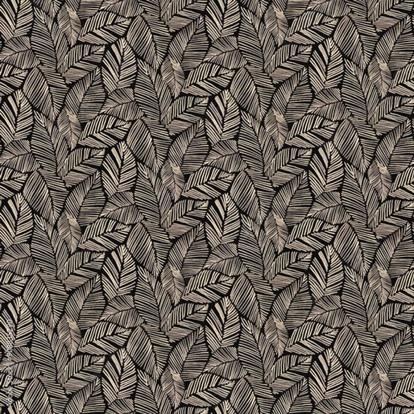 Fototapeta leaves, herb, hand drawn, outline, palm, minimal, sketch, tropic, graphic, jungle, repeat, rainforest, safari, pencil, wrapping, stripes, leave, trendy, textile, botanical, textured,