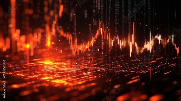 Obraz 下落する株式相場チャートグラフとコピースペース