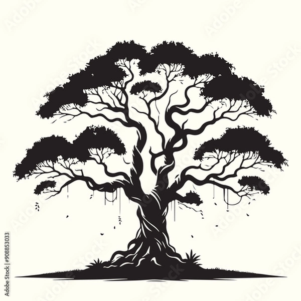 Obraz Banyan tree Silhouette Vector Illustration