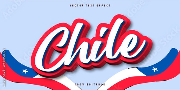 Obraz Chile Text Effect 3D Style. Editable Text Effect.