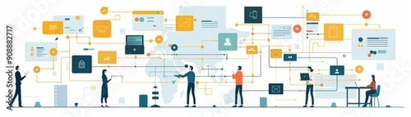 Fototapeta Work breakdown structure, task hierarchy, flat design illustration