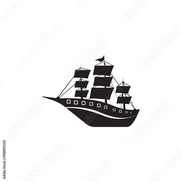 Obraz Ship Logo, Ocean Transport Vector, And Cruise Ship, Cargo, Logistics, Sailing School, Speedboat