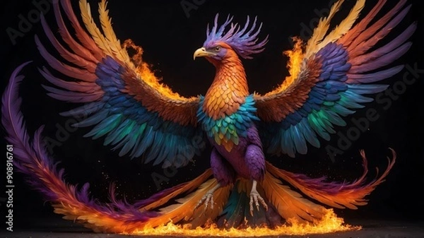 Obraz mythical phoenix bird rising from the ashes flying art .jpeg