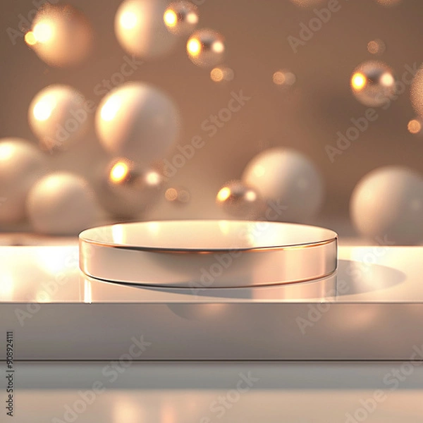 Fototapeta interior of a modern house with close up product display podium