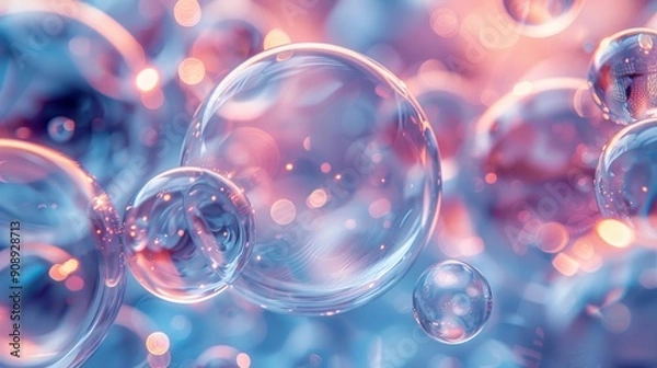 Fototapeta bubbles on the light blue background