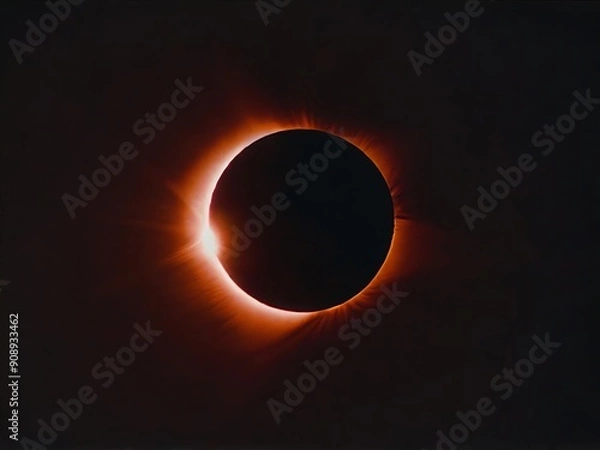 Obraz High quality image of red eclipse in the dark sky, space and astronomy concept, dark with red theme