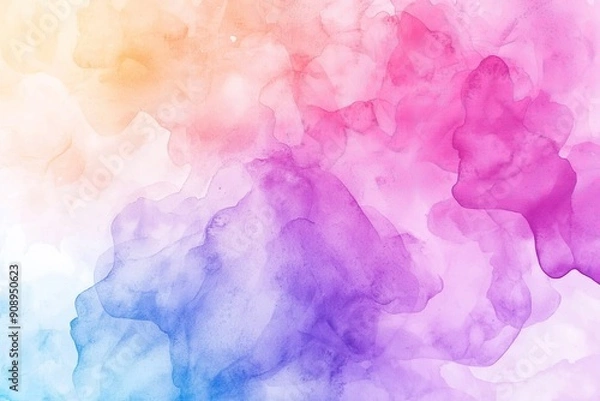 Fototapeta A vibrant and colorful abstract background featuring flowing watercolors in soft hues of pink, purple, and orange.