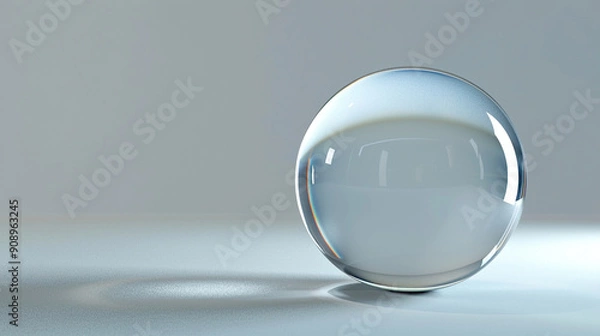 Fototapeta Close-up of a simple glass sphere with subtle reflections and refractions
