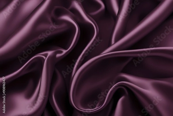 Fototapeta A rich aubergine silk fabric with a deep luxurious gloss, Ai Generated