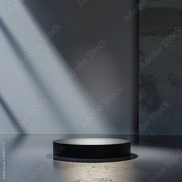 Fototapeta interior of a modern house with close up product display podium