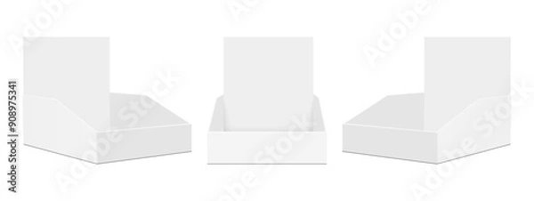 Obraz Triangular Display Boxes, Front And Side View, Isolated On White Background. Vector Illustration