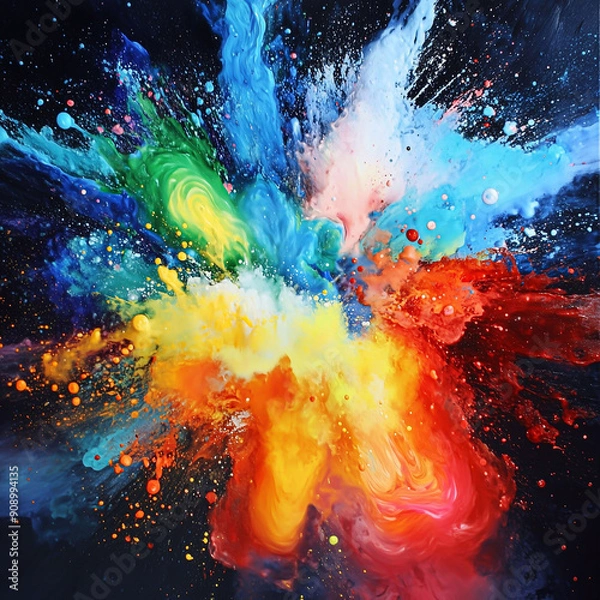 Fototapeta Mixing different colors, color explosion