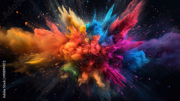 Fototapeta Mixing different colors, color explosion