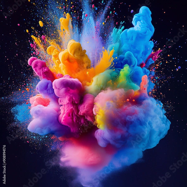 Fototapeta Mixing different colors, color explosion