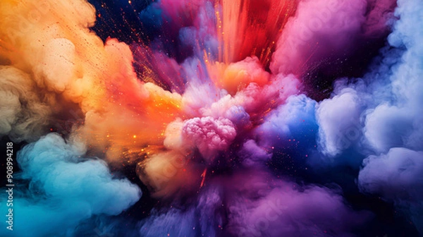 Fototapeta Mixing different colors, color explosion