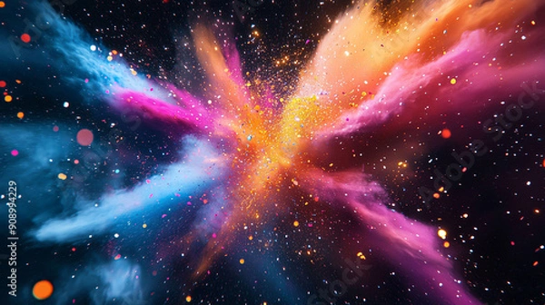 Fototapeta Mixing different colors, color explosion