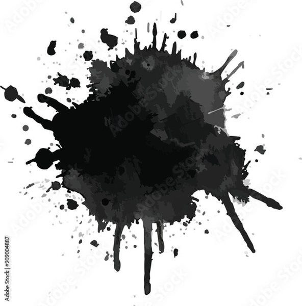 Fototapeta  Ink black paint splatters texture vector illustration,generative ai